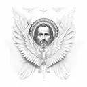 Stack of money with wings and a halo, symbolizing blessings from God tattoo design idea