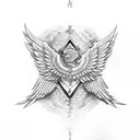 Stack of money with wings and a halo, symbolizing blessings from God tattoo design idea