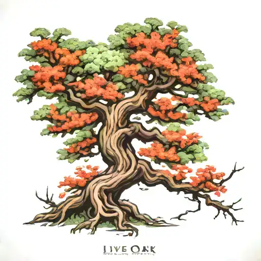 live oak tree tattoo design idea
