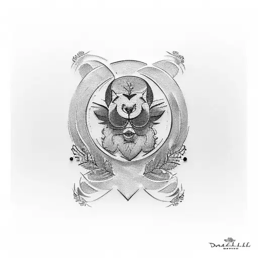 Tattoo 'Danielle' stylishly on a Caucasian man's right forearm, with subtle bakery symbols, using gray and black tones. tattoo design idea