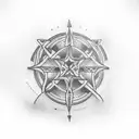 Tattoo 'Danielle' stylishly on a Caucasian man's right forearm, with subtle bakery symbols, using gray and black tones. tattoo design idea