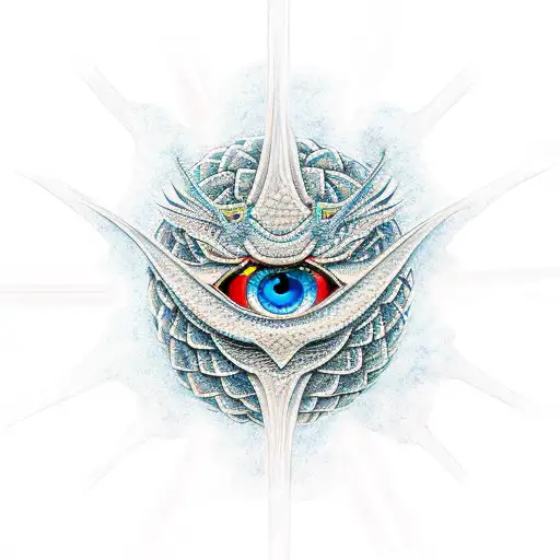 Dragon, ankh, eyes of Horus tattoo design idea