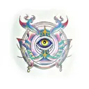 Dragon, ankh, eyes of Horus tattoo design idea