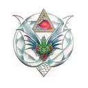 Dragon, ankh, eyes of Horus tattoo design idea