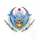 Dragon, ankh, eyes of Horus tattoo design idea