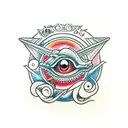 Dragon, ankh, eyes of Horus tattoo design idea