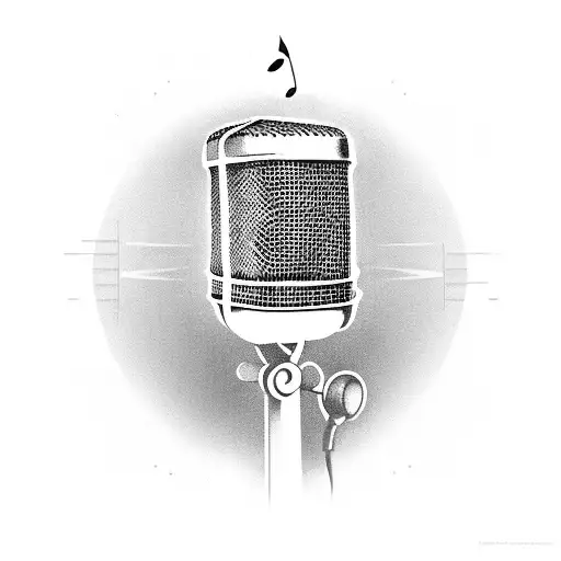 microphone with music notes tattoo design idea