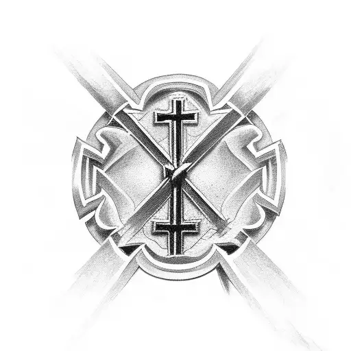 Christian Cross with scroll tattoo design idea
