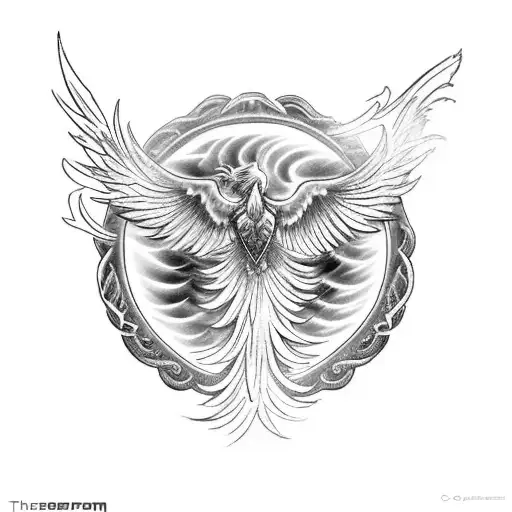 The centerpiece of the tattoo is a majestic Phoenix rising from the ashes, symbolizing your ability to overcome a rough  tattoo design idea
