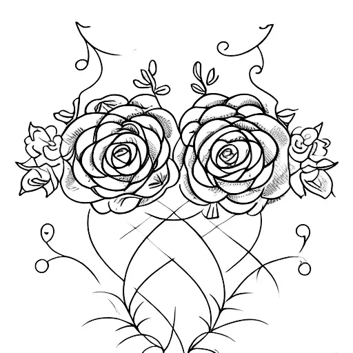 Two intertwined hearts surrounded by blooming flowers, symbolizing eternal love tattoo design idea