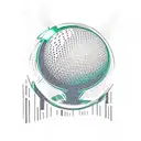 A golf ball on a tee with a skyline of New York in the background tattoo design idea