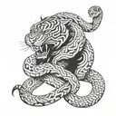 snake wrapped around tiger  tattoo design idea