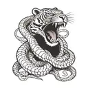 snake wrapped around tiger  tattoo design idea