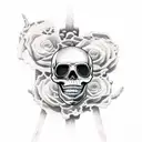 black skull vs red spaceman tattoo design idea