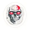 black skull vs red spaceman tattoo design idea