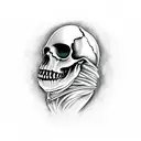 black skull vs red spaceman tattoo design idea