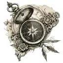 compass combined with old clock  tattoo design idea