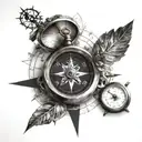 compass combined with old clock  tattoo design idea