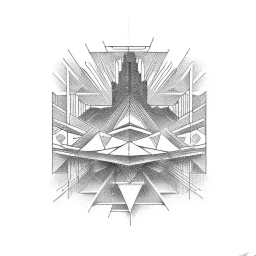 Art Deco, Brutalism tattoo design idea