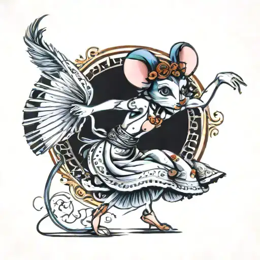 mouse flapper girl dancing tattoo design idea