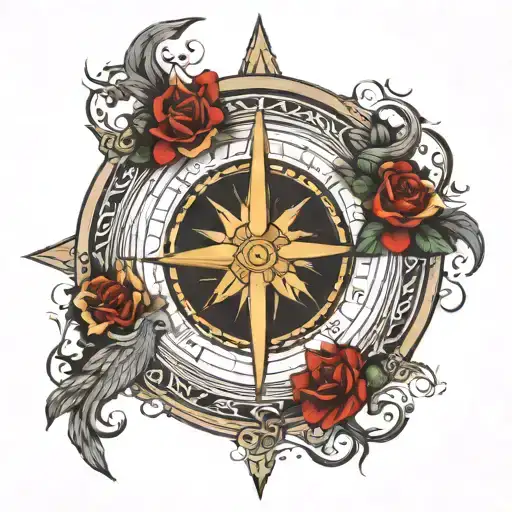 viking compass with letters cylyby   tattoo design idea