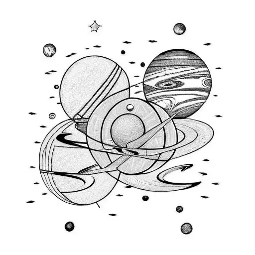 solar system with orbits  tattoo design idea