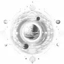 solar system with orbits  tattoo design idea