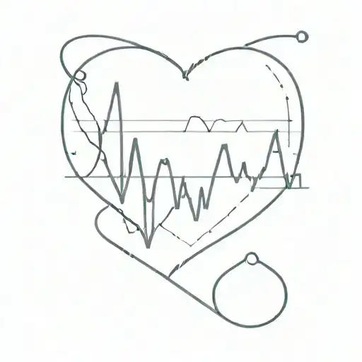 A minimalist tattoo design of a heart rate monitor line graph forming the shape of a heart, showcasing the client's love for fitness and health tattoo design idea