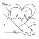 A minimalist tattoo design of a heart rate monitor line graph forming the shape of a heart, showcasing the client's love for fitness and health tattoo design idea
