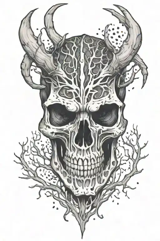 wendigo skull tattoo design idea
