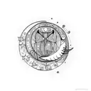 moth with moon tattoo design idea