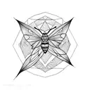 moth with moon tattoo design idea