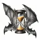 hourglass with bat wings spread tattoo design idea