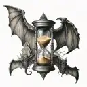 hourglass with bat wings spread tattoo design idea