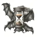 hourglass with bat wings spread tattoo design idea