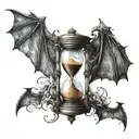 hourglass with bat wings spread tattoo design idea