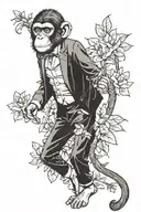 I would like create a tatoo for monkey wearing suit pants that are too big for him around the waist but are too short fo tattoo design idea