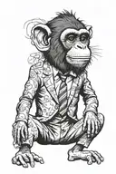 I would like create a tatoo for monkey wearing suit pants that are too big for him around the waist but are too short fo tattoo design idea