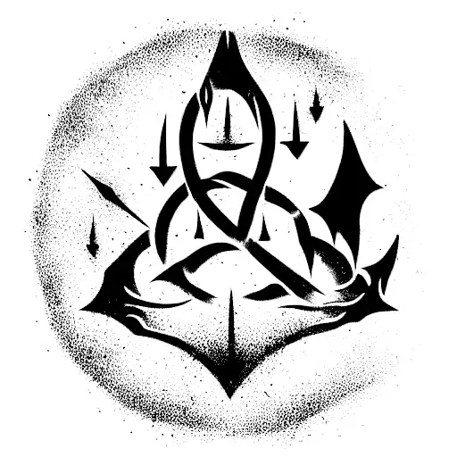 round tattoo, dark souls game themed undead curse mark tattoo design idea