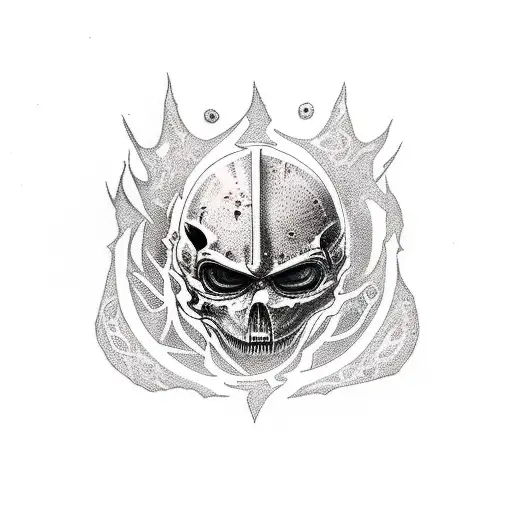 round tattoo, dark souls game themed undead curse sign tattoo design idea