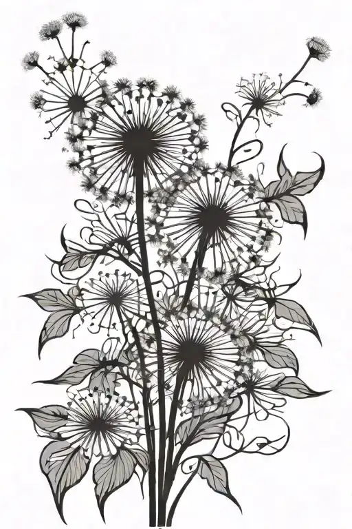 dandilion gone to seed germinating tattoo design idea