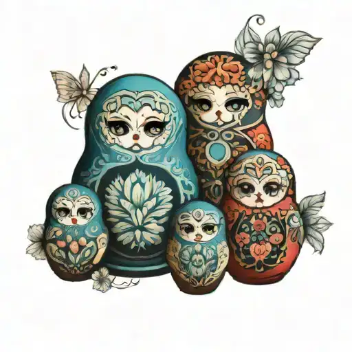 russian nesting dolls made from threads   tattoo design idea