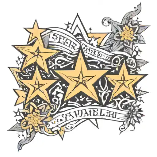 stars shape with the names Nabila and Sophia tattoo design idea
