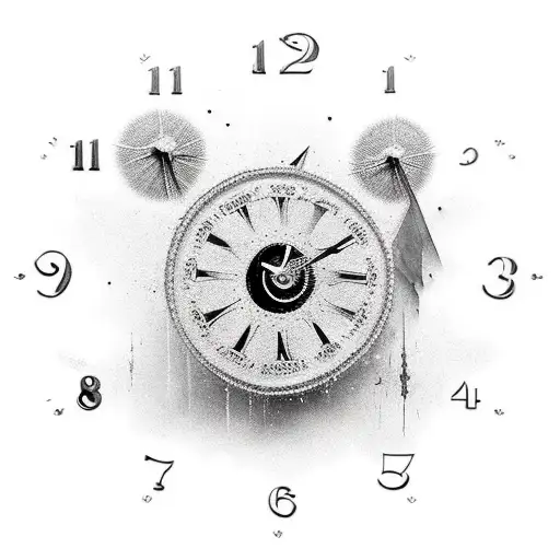 realistic black-and-white tattoo of a shattering clock tattoo design idea