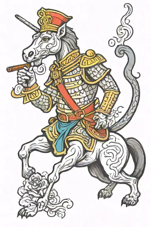image of saint george smoking a cigar tattoo design idea