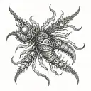 centipide with numbers from 1000 down by 7 heavenly virtues tattoo design idea