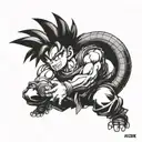 Combine elements from Final Fantasy and Dragon Ball Z into a unique fusion character design tattoo design idea