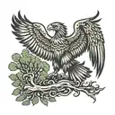 lebanese cedar tree silhouette merged with a mexican eagle holding a snake in it's talons tattoo design idea