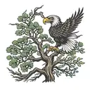 lebanese cedar tree silhouette merged with a mexican eagle holding a snake in it's talons tattoo design idea