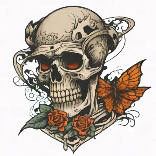 ptsd skeleton mental health tattoo design idea